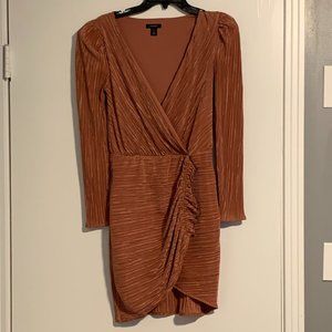 Halogen Plissé Long Sleeve Minidress